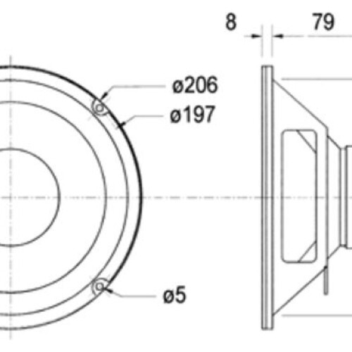 W200 - 4 Ohm basluidspreker 20 cm (8")