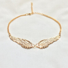 (Gold)Angel Wings Feather Pendant Necklace With Cross Chain For Fashion Ol And Outfits Casual