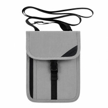 (color=LightGrey / SKU=320665-child) RFID Neck Wallet Passport Holder, Light Grey, Nylon, Travel Organizer