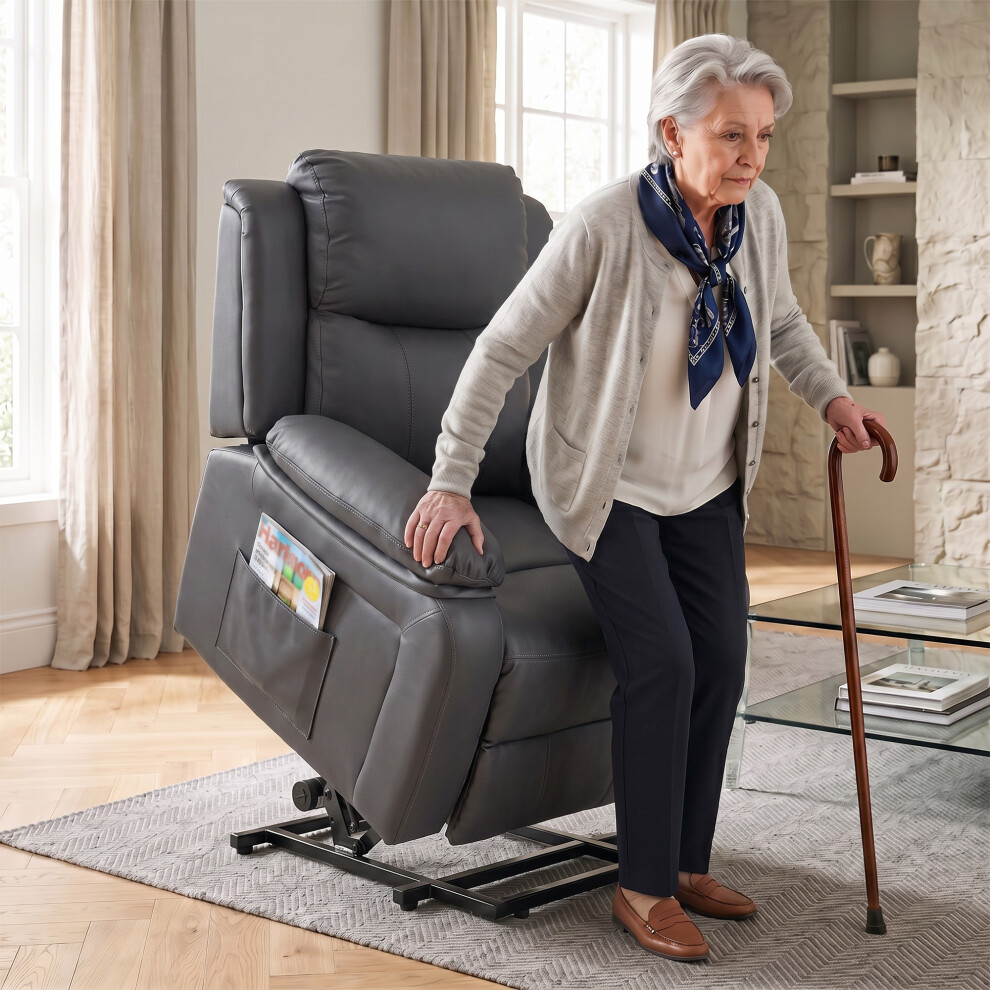 Homcom Riser And Recliner Chair Power Lift Recliner With Remote, Dark Grey