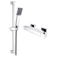 Square Exposed Bar Valve Shower Mixer Set 667mm x 75mm - Chrome