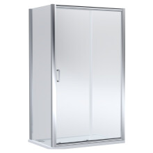 Balterley Ellenhall Sliding Shower Door with 6mm Glass, Side Panel & 1200x800mm Slip Resistant Tray, Chrome/White