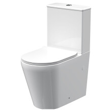 Baswich Compact Rimless Flush to Wall Toilet Pan, Cistern & Soft Close Sandwich Seat - 798mm x 385mm x 612mm
