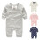 (Gray,S(52cm))Monos con moño infantil niños algodón mameluco body ropa conjunto 7