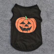 (L)Pet Dog Costume T Shirt With Halloween Pumpkin Design For Dogs Fashion Gift