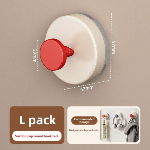(Red)Bathroom Dopamine Suction Hooks Wall Mount No Drilling For Organization Home