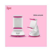 (White Pink)Car Mount Holder With Pu Gel Suction Cup 360 Degree Rotation For Dashboard Use