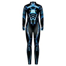 (AldultBlue,L)Macacão elástico cosplay sexy estampa armadura robô collant fino fantasia de Halloween