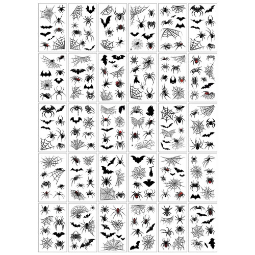 30 Sheets 3D Spider Web Temporary Tattoos Halloween Face Body Makeup