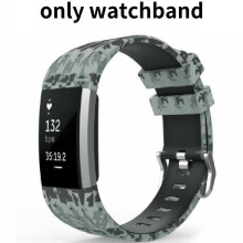 (Gray Camo)Pulseira de borracha de silicone de substituição para Fitbit Charge 2