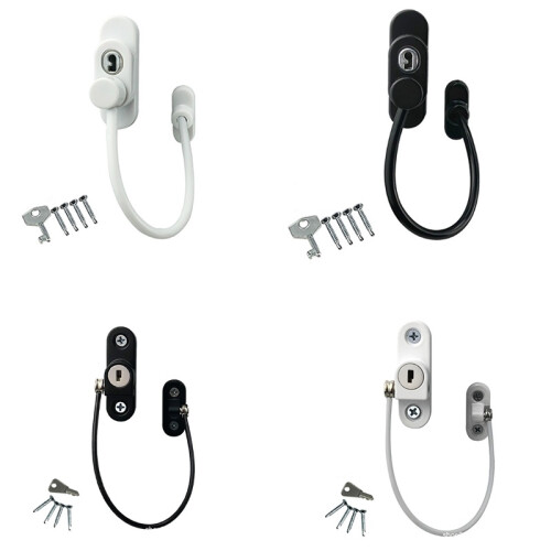 (White,Ordinary)Window Door Restrictor Security Cable Key Lock Child Baby Thickened Safety 1