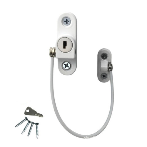 (White,Ordinary)Window Door Restrictor Security Cable Key Lock Child Baby Safety Thickened