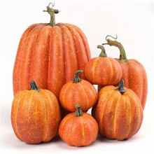 7 Pack Halloween Artificial Pumpkins Mini Faux Pumpkin Decorations