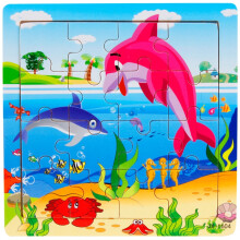 (Style C)16pcs Wooden Animals Alphabet Number Educational Interactive Jigsaw Toys Kids