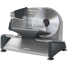 Sencor SFS 4050SS elektrische Aufschnittmaschine - Einstellbare Dicke 1 bis 15 mm - Edelstahlmesser 190 mm - 150 W - Silber
