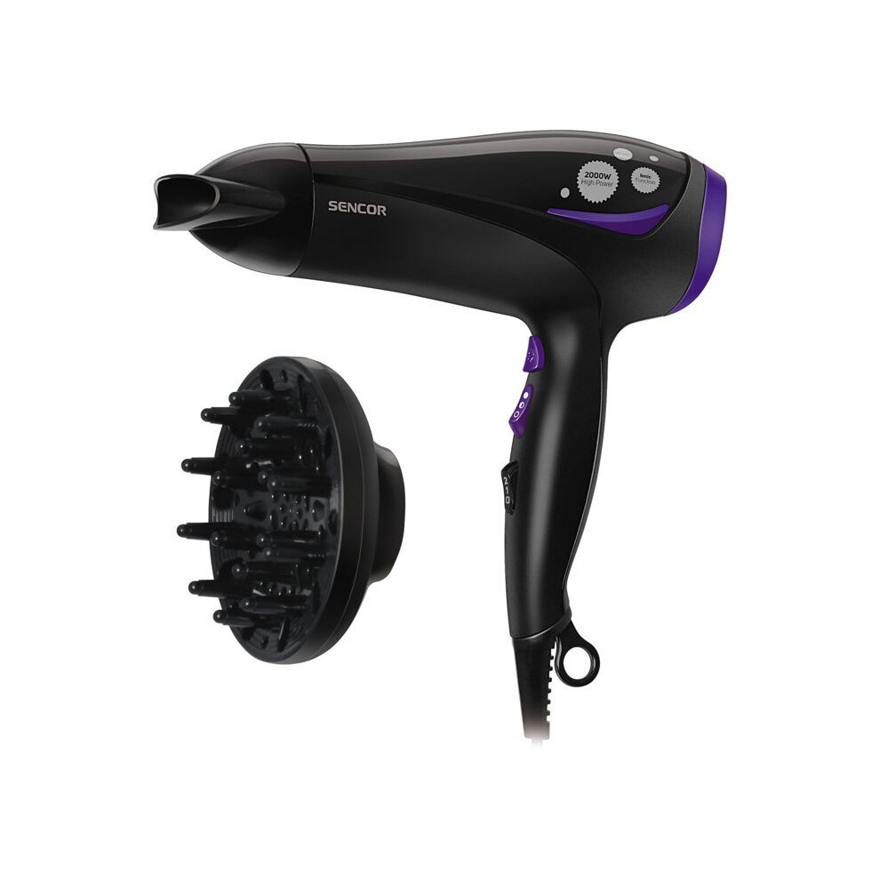 Haartrockner - SENCOR - SHD 108VT - 2000 W - Ionisierend - 3 Temperaturen - 2 Geschwindigkeiten - Kaltluft - Diffusor inklusive - Schwarz