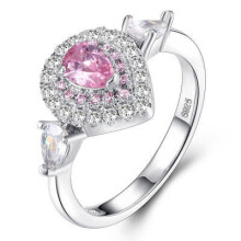 (pink,8)Engagement Female Pink Diamond Group Marry Teardrop Diamond Wedding Ring Lovely Jewelry Ring
