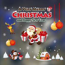 (Style3)2020 Merry Christmas Window Wall Sticker Decals Snowflake Santa Claus Xmas Decor