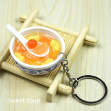 (Sweet Soup)New Simulated Food Key Chain Noodles New Key Chain Food Bowl Pendant Mini