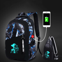 (BluePirates1)Night Luminous Backpack Boys Girls Bookbag Cool School Bag Shoulder Fashion Bags