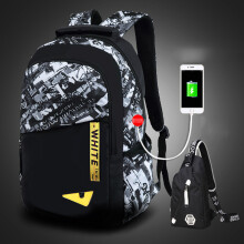 (BlackYellow)Night Luminous Backpack Boys Girls Bookbag Cool School Bag Shoulder Fashion Bags