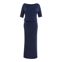 (Dark Blue,XXL)Solid Color Loose Short Sleeve Dress Off The Shoulder Clothing Fashion Women