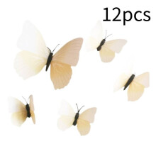 (White)12pcs 3d Butterfly Wall Stickers Fashion Flower Removable Decor Art Diy Murals