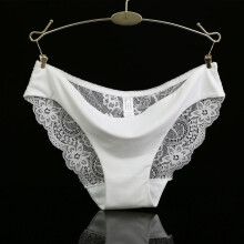 (White,M)Women Seamless Lace Gstring Briefs Panties Thongs Lingerie Knickers Underwear