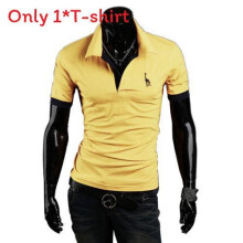 (Yellow,XL)Camiseta clássica de poliéster respirável manga curta para homens casuais presente da moda
