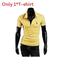 (Yellow,3XL)Camiseta clássica de poliéster respirável manga curta para homens casuais presente da moda