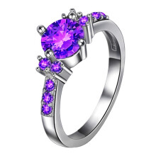 (9)Purple Ring Geometric Design Jewelry Couple Rhinestone Rings Wedding Trendy