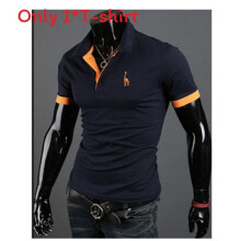 (Navy,3XL)Camiseta clássica de poliéster respirável manga curta para homens casuais presente da moda