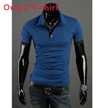 (Blue,XL)Camiseta clássica de poliéster respirável manga curta para homens casuais presente da moda