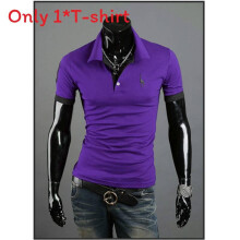 (Purple,L)Camiseta clássica de poliéster respirável manga curta para homens casuais presente da moda