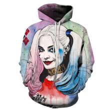 (#1 Blue&Pink,Tag L=US S)Suicide Squad 2 Harley Quinn 3d Hoodie Jacket Sweatshirts Costume Coat