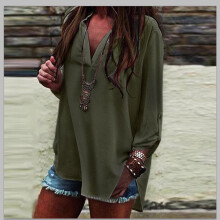 (ArmyGreen,2XL)Fashion Women Vneck Short Sleeve Tshirt Casual Irregular Hem Loose Tops Blouse