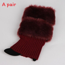 (Red)Woolly Boot Cover Simple Warm Christmas Short Girls Wool Shoe Cover Supplies