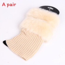 (Beige)Woolly Boot Cover Simple Warm Christmas Short Girls Wool Shoe Cover Supplies