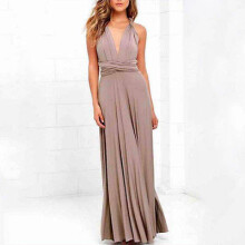 (Khaki,S)Women Evening Dress Convertible Style Bridesmaid Long Dresses Clothing Fashion