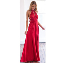 (Red,M)Women Evening Dress Convertible Style Bridesmaid Long Dresses Clothing Fashion