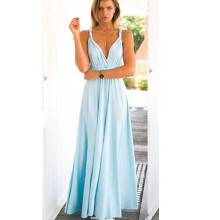 (Light Blue,L)Women Evening Dress Convertible Style Bridesmaid Long Dresses Clothing Fashion