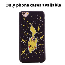 (Black-6p)Pokmon Pikachu Cartoon Silicone Phone Cover Durable Material Design Teens
