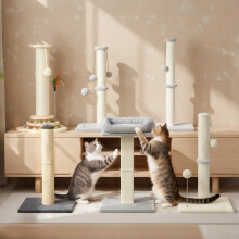 (DuoClimb) Skylos Tall Cat Scratching Post Natural Sisal