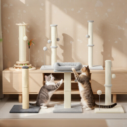 (DuoClimb) Skylos Tall Cat Scratching Post Natural Sisal
