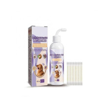 Pet Ear Clean with 10pcs Cotton Swab, Pet Ear Rinse Cleaning for Dogs & Cats, Pet Clean No Brushing Pet Ear Rinse Care