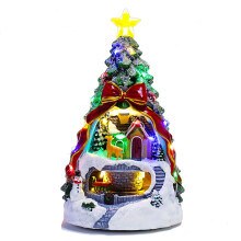 Kerstboom Licht Huis Muziek Decoratie Volwassenen Kinderen Draaiende Trein Winter Scène Huis Bureaublad Vakantie Decoratie A