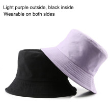 (LightPurple)Chapéu pescador dupla face chapéu sol verão chapéu bacia chapéu Panamá chapéu balde chapéu unissex