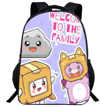 (5)Mochila Lankybox desenho animado bolsa escolar bolsa de livros viagem universitária bolsas para estudantes ao ar livre