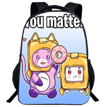 (1)Mochila Lankybox desenho animado bolsa escolar bolsa de livros viagem universitária bolsas para estudantes ao ar livre