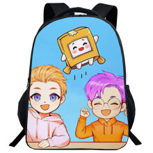 (19)Mochila Lankybox desenho animado bolsa escolar bolsa de livros viagem universitária bolsas para estudantes ao ar livre